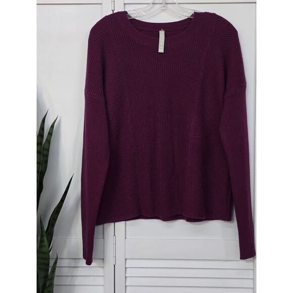 Athleta Women Medium Mulberry Turin Wool Cashmere Sweater Knit Purple Textured - Picture 2 of 6